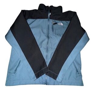 The North Face Boys Lrg Zip Up Jacket Blue/Black Soft Shell Streetwear Gorpcore